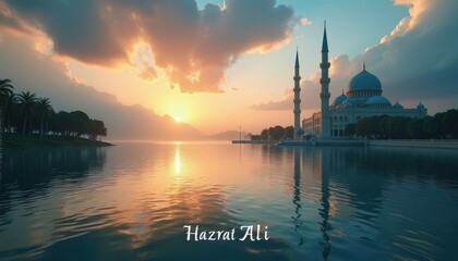 Naklejka premium Peaceful Hazrat Ali Inspired Nature Background with Script