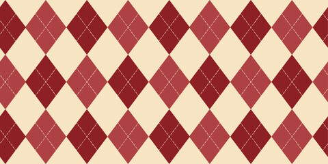 The Cute Red and Nude Diamond Argyle Seamless Pattern