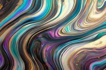 Fototapeta premium Neon Wave Pattern with Vibrant Light Trails on a Dark Background