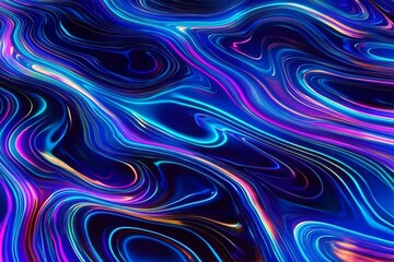 Fototapeta premium Neon Wave Pattern with Vibrant Light Trails on a Dark Background