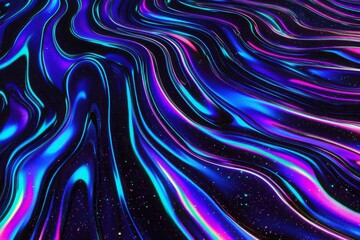 Obraz premium Neon Wave Pattern with Vibrant Light Trails on a Dark Background