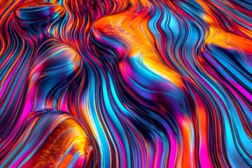 Fototapeta premium Neon Wave Pattern with Vibrant Light Trails on a Dark Background
