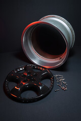 collapsible alloy car rim with black center not new for drift car and stunt car