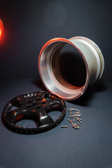 collapsible alloy car rim with black center not new for drift car and stunt car
