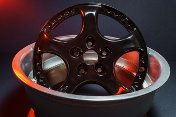 collapsible alloy car rim with black center not new for drift car and stunt car