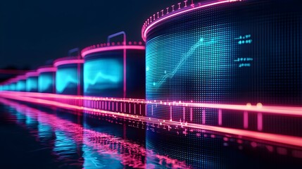 Digital Visualization of Data Trends on Storage Tanks at Night