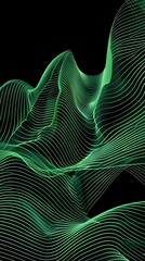 Digital technology green and black flowing lines poster background