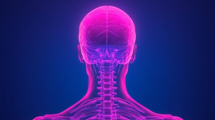 chiropractic and movement concept. Stylized illustration of a human skull and spine in vibrant colors.