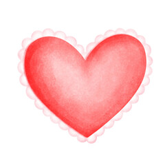 Watercolor painting of a red-pink heart for Valentine's Day, for decorating various events.