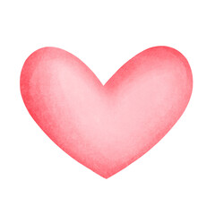 Watercolor painting of a red-pink heart for Valentine's Day, for decorating various events.