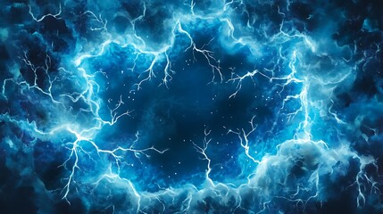 Naklejka premium Abstract Blue Lightning Storm Celestial Art