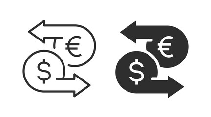 Currency exchange icons on white background. Vector illustration.