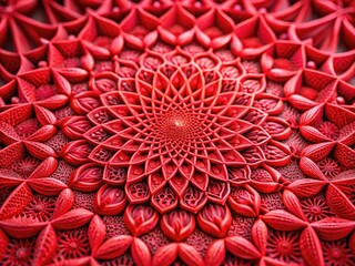 Abstract red geometric wallpaper with high depth of field, showcasing repeating shapes and a textured design.