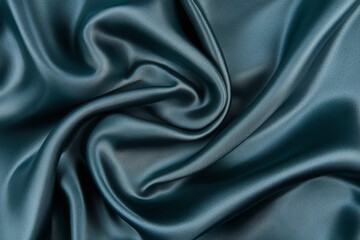 Fototapeta premium Teal silk fabric with elegant drapes and folds.