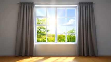 Fototapeta premium Morning sunshine streaming through window home interior natural light peaceful atmosphere