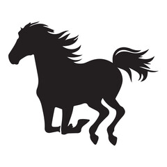 Black Silhouette of a Running Horse Vector Illustration