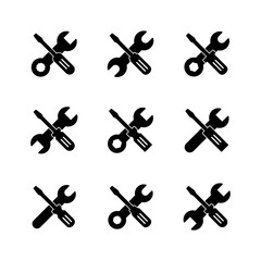 Repair tools icon set. tool icon vector. setting icon vector. Wrench and screwdriver. support, Service