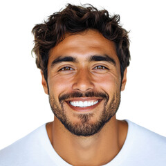 Obraz premium Portrait of a Man with a Bright Smile on White Background on transparent background