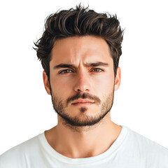 Obraz premium Serious Expression Portrait for Professional Use on transparent background