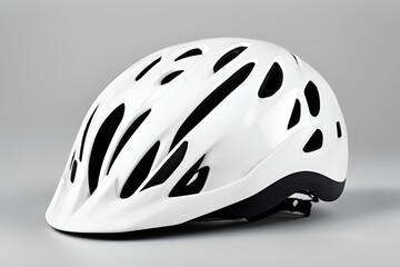 Fototapeta premium White bicycle helmet isolated on white background.