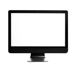 Mockup of a Desktop Computer with Blank Screen on Wooden Table for Design Presentation on transparent background