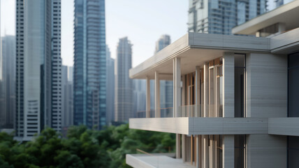 Fototapeta premium Contemporary home design in progress surrounded by cityscape