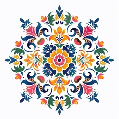 Traditional mandala art ornaments design, white background, vibrant color, seamless pattern.