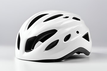 Fototapeta premium White bicycle helmet isolated on white background.