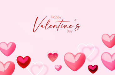 Happy Valentine's day design template with 3D glossy hearts
