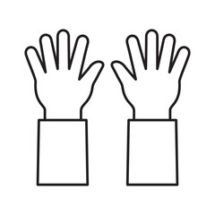 Two hands icon. Two hand care gesture symbol. Offering help sign. Thin line icon