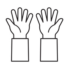 Fototapeta premium Two hands icon. Two hand care gesture symbol. Offering help sign. Thin line icon