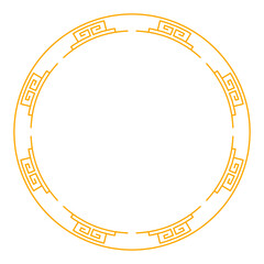Naklejka premium Elegant Chinese circle frame featuring intricate patterns inspired by traditional Asian art. Perfect for festive designs, cultural projects, or decorative purposes with a classic oriental touch.