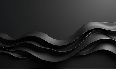 Dynamic black abstract wave design with black accents, featuring flowing curves and smooth textures for a modern, artistic business wallpaper, High Quality Wallpaper Design, Generative Ai