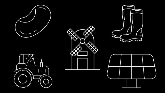 Sustainable Farming & Equipment Line Icons