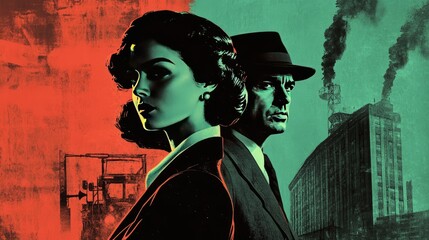 A dramatic vintage-style movie poster with a striking title and nostalgic film imagery in bold hues.