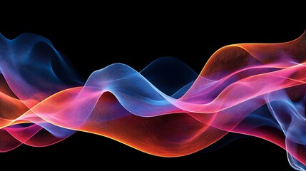 Abstract Colorful Waves Flowing Dark Background