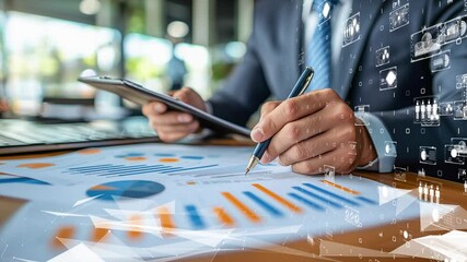 Business concept of human interaction with digital analytics, digital transformation concept. - Powered by Adobe