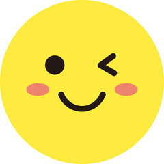 顔 表情 アイコン 黄色 シンプル 丸 単体 ウィンク