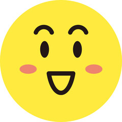 顔 表情 アイコン 黄色 シンプル 丸 単体 嬉しい 笑顔