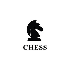 chess horse flat vector design icon logo