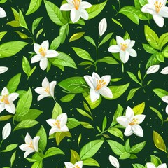 Botanical inspiration white lilies and green leaves nature illustration vibrant design close-up view floral concept