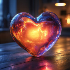 A luminous 3D love heart creating a vibrant atmosphere, perfect for Valentine's Day promotions, romantic events, or expressing love in digital designs.