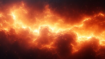 Fototapeta premium Fiery Cosmic Nebula Blazing Across Dark Space
