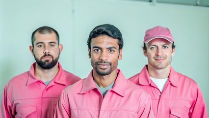 Studio shot of group of diverse ethniity mechanics, Group of diverse male mechanics