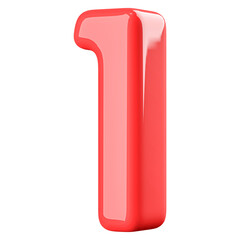 Number 1 Sign Red 3D illustration