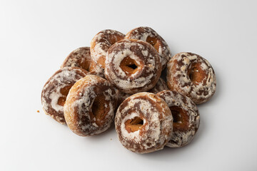 Traditional Donuts Coated with Sugar Glaze.