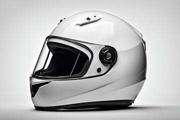 White fullface helmet isolated on white background.