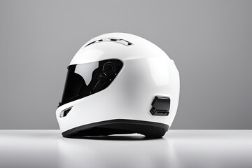 White fullface helmet isolated on white background.