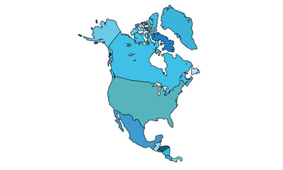 Map of North America, isolated on white background. Vector EPS.10	