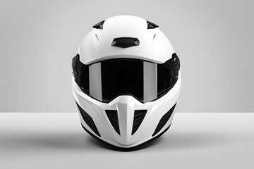 Fototapeta premium White fullface helmet isolated on white background.